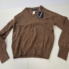 Puritan Vintage Mens Small Brown Wool Blend V-Neck Sweater Made in USA NWT picture