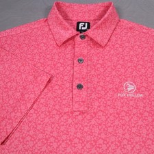 Fox Hollow Golf Course FJ FootJoy Polo Shirt Mens Pink Floral Golf Geometric picture