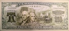 1776 - 2026 Semiquincentennial $250 DOLLAR BILL - NOVELTY. Looks & feels real  picture