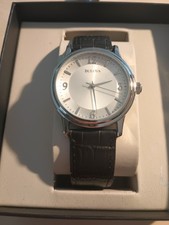 Men's BULOVA 96A28 Watch, Corporate Collection, Black Leather, NWT, $260 MSRP picture