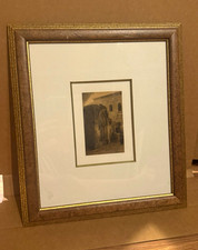 Framed Matted Sepia Architectural Street Scene Stone Archway Photograph Print picture