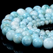 Natural Dominican Larimar Round 5MM 6MM 7MM 8MM 9MM 10MM Loose Beads (D444) picture