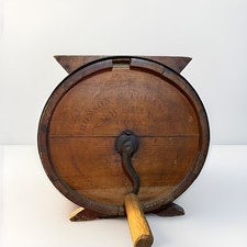 Antique Wood Barrel Butter Churn No 2 Improved Cow Stencil Primitive Vintage 16” picture