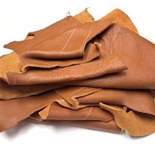Brown Cowhide Scrap Leather Pieces - Rustic Leather Scraps 7-8 oz Craft Supplies picture