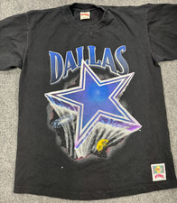 Vintage 1990s Nutmeg Miles Dallas Cowboys Shirt Mens XL Black Graphic Print picture