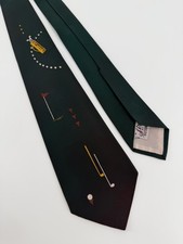 vintage 1950s hand painted rayon swing tie necktie GOLF themed skinny picture