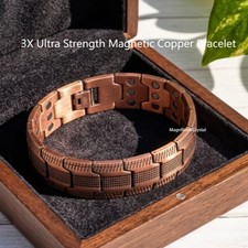 Men's Copper Bracelet 99.99% Pure Copper Magnetic Adjustable Cuff Bangle picture
