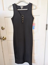 Derek Heart Black Bodycon Midi Dress NWT Size M Sleeveless Night Out picture