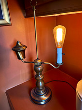 Vintage Antique Edison Bulb Table Lamp Rustic Industrial Bronze Wood Accent picture