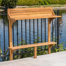 Adelaide Natural Stained Wood Bar Height Outdoor Patio Dining Table picture