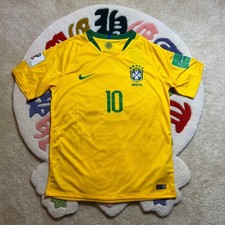Nike Brazil Neymar Jr 10 Jersey 2018 World Cup Yellow Mens Size Medium picture