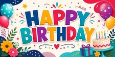 NEW Happy Birthday Banner 2x4 Feet Durable 13oz. Color Digital Print  picture