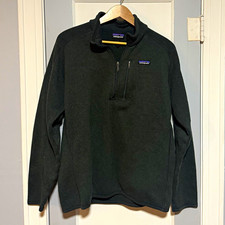 Patagonia Men's Black Fleece Pullover Sweatshirt 1/4 Zip Mock Neck Logo L picture