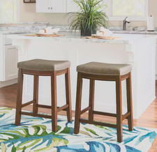 Linon Home Decor Concord 26.5 in. Backless Wood Counter Stool w/ Fabric Seat picture