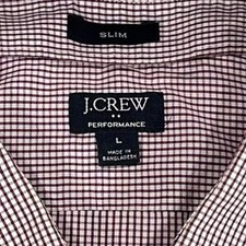 J Crew Performance Shirt Mens Large Burgundy White Micro Check picture