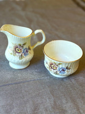 Royal Stuart Tara Hall Creamer & Sugar Fine Bone China Floral Galway Ireland Set picture