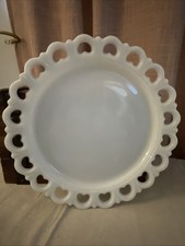Vintage 1959-1976 Anchor Hocking Lace Edge Milk Glass White 13