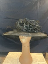 Vintage Marzi Firenze Italy Neiman Marcus Black Sheer Wide Brim Millinery Hat picture
