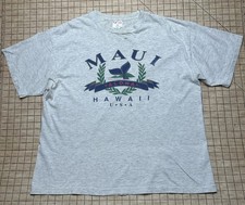 VTG Thin Distressed Thrashed T-Shirt XL Heather Gray Grunge Holes Maui Aloha picture