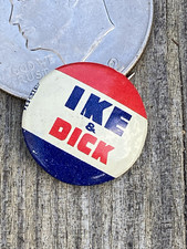 Vintage 1952 Ike & Dick Eisenhower Nixon Campaign Pin Button Green Duck Co 7/8