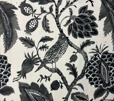 RICHLOOM FLORAL EBONY BLACK LARGE NIGHTINGALE BIRD MULTIUSE FABRIC BY YARD 54