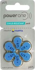 Power One Size 675 Hearing Aid Batteries (60 pack) *Child Resistant Packaging* picture
