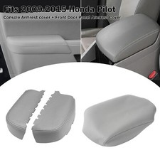 Fits 09-15 Honda Pilot Center Console Lid Front Door Armrest Vinyl Cover Gray picture