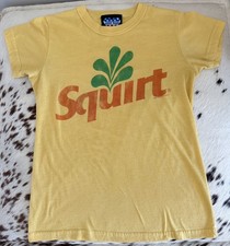Vintage Y2K Junk Food Squirt Soda Graphic Tee, Yellow Retro Logo Shirt,Size S/M picture