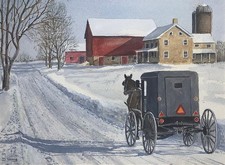 An Amish Farm - Orig. Matted Watercolor and Gouache by Penna Artist David Young picture
