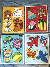 Playskool Vintage Wooden Puzzles 1-3 Years 1982-1986 Lot Of 4 picture