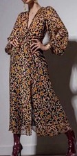 ZARA Bloggers Favorite Deep V Neck Paisley Floral Chiffon Maxi Dress Ruched XS picture