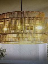 3-Tier Large Rattan Chandeliers, 23.6 “Boho Coastal Pendant Lights Wicker NEW ub picture