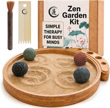 ENSO Zen Garden for Desk Japanese Bamboo Sand Tray Meditation Therapy Kit picture