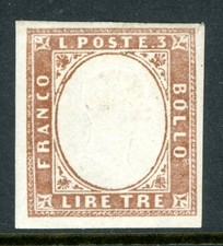 Italy 1861 Sardinia 3 Lire Bronze Scott #15a Mint L395 picture