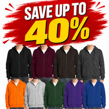 Men's Unisex Fleece Full Zip Up Solid Hoodie Sweatshirt Hooded Zipper Size S-5XL picture