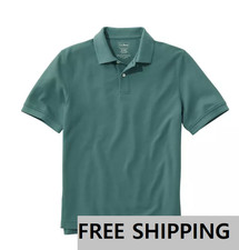 L.L.Bean Men's Premium Double L Polo Camp Green Short Sleeve No Pocket picture