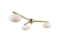 Mid Century Vintage Lelli Style Italian Brass Ceiling Light Flush Mount Lamp picture