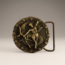Vintage Brass Sagittarius Centaur Archer Belt Buckle Astrology By Bouwerie Lane  picture