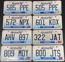 License Plates (Kentucky) Set Of 8 Lot# 94 picture