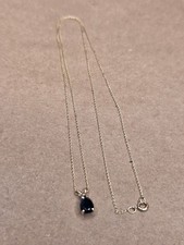10K Yellow Gold Blue Sapphire Pendant Necklace 18in 0.45 Chain picture