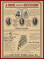 1912 J.I. Case Plow Works Company History NEW Metal Sign: 12x16
