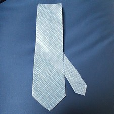 Stefano Ricci Pleated Tie Sky Blue Silk 100 Made in Italy Glossy Solid High Qual picture