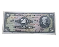 Mexico $500 Pesos Jose Maria Morelos Serie DL Jan,19 1953 El Banco de Mexico. AU picture