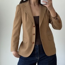 Vintage Harve Benard Blazer Jacket Women 6 Camel Brown 100% Wool Herringbone USA picture