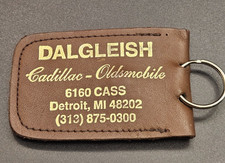 Vintage Dalgleish Cadillac Oldsmobile Detroit MI Cass Ave Leather Key Fob Ring picture