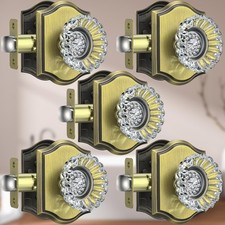 Calzibeno Crystal Door Knobs, Antique Brass, 5 Pack picture