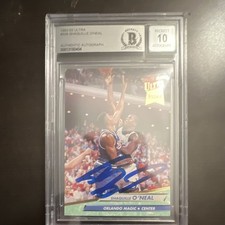 Fleer 1992-93 Ultra Shaquille O'Neal Magic #328 Rookie Hard Signed Auto BAS picture