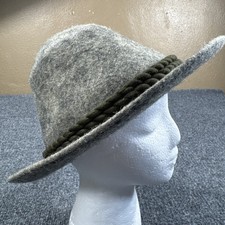Vintage Anton Pichler Graz Traditional Austria Alpine Hat Gray Wool Size 58cm picture