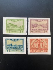 Poland 1918 Przedborz Local Post Stamps Set of 4 2g-10g Imperforate MH  9-5 picture