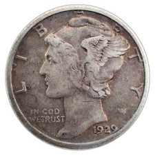 1929-S Mercury Dime VF Very Fine 90% Silver picture